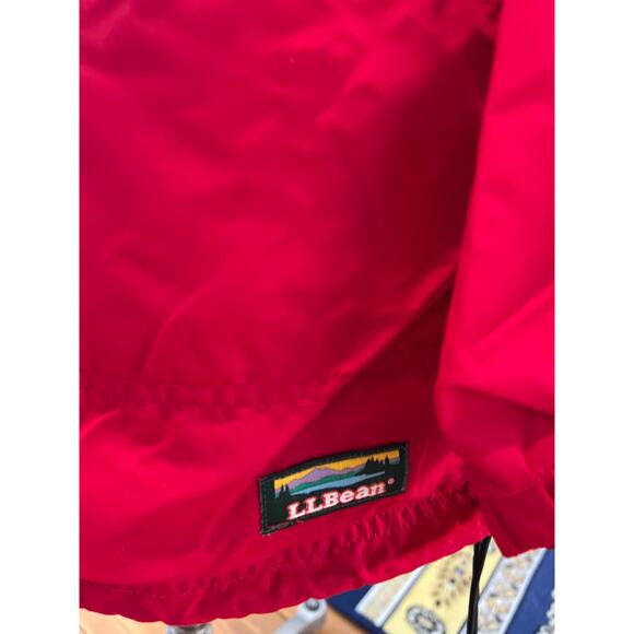 Vintage 80s LL Bean Red Kangaroo Pocket Hooded Windbreaker S - Picture 7 of 8